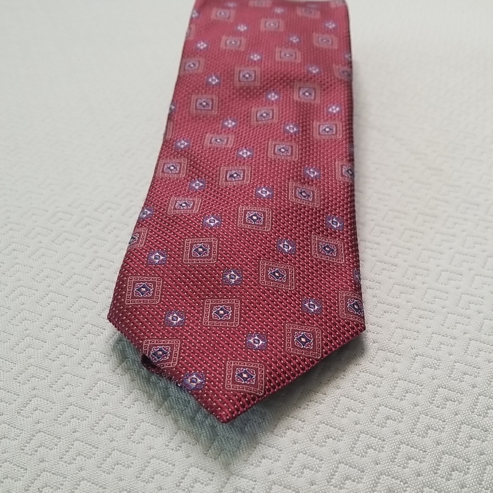 Canali Mens silk tie made in Italy Cranberry & Navy EUC
